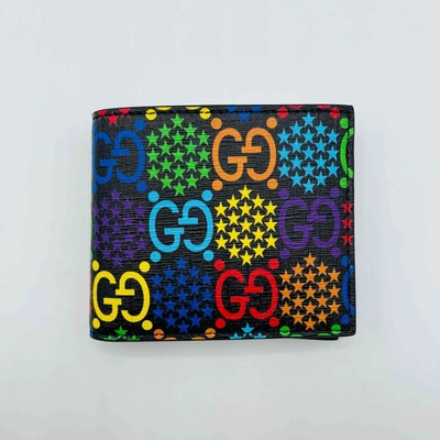 Gucci Unisex Black/rainbow Gg Supreme Psychedelic Bi-fold Wallet