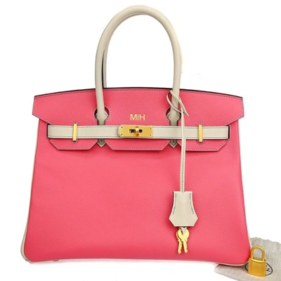 Hermes Hermès Birkin 30 Pink Leather Handbag () In Blue