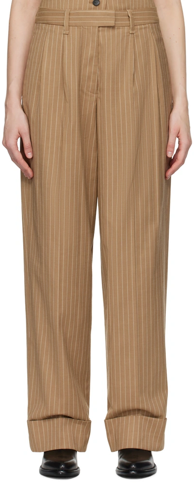 Rag & Bone Marianne Pinstriped Trousers In Camelstrp