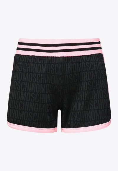 Moschino Logo-jacquard Track Shorts In Black