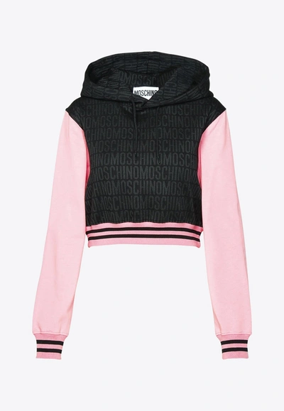 Moschino Logo-jacquard Cropped Hoodie In Multicolor