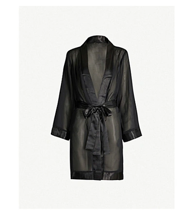 Bluebella Satin-trim Chiffon Kimono In Black