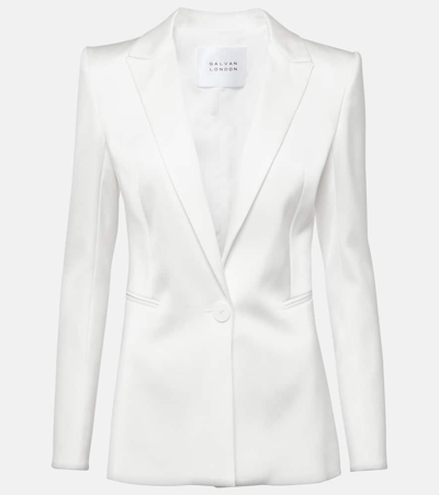 Galvan Satin Sculpted Single Breasted Blazer In White