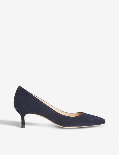 Lk Bennett Audrey Suede Courts In Blu-navy