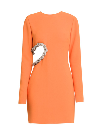Stella Mccartney Women's Braided Crystal Cut-out Minidress In Bright Orange