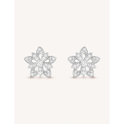 Van Cleef & Arpels Lotus Openwork White-gold And Diamond Earrings