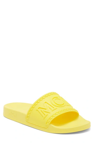 Mcm Logo Slide Sandal In Yellow