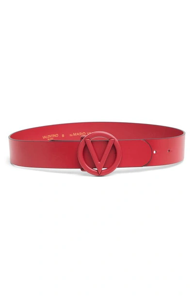 Valentino By Mario Valentino Giusy Vlogo Leather Belt In Tango Red