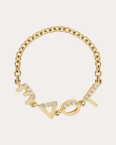 Eden Presley Women's Tiny Letters 'love' Chain Ring In Yellow Gold/diamond