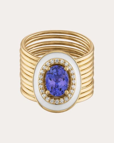 Eden Presley Women's Oval Tanzanite Harem Ring 14k Gold In Purple