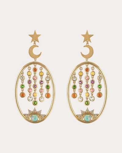 Eden Presley Women's Celeste Galaxy 14k Yellow Gold, Rainbow Sapphires & Opal Drop Earrings