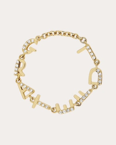 Eden Presley Women's Tiny Letters 'grateful' Chain Ring In Gold