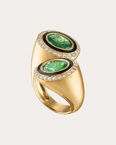 Eden Presley Women's Emerald Bypass Ring 14k Gold In Green