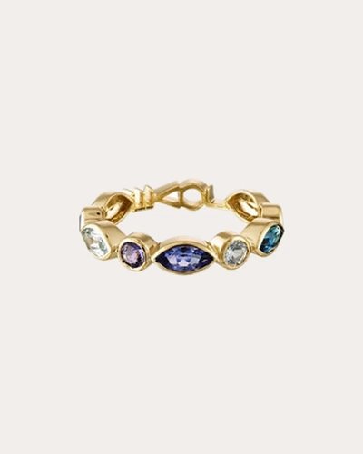 Eden Presley Women's Love Tattoo 14k Gold Multi-stone Ring In Yellow Gold/blue/diamond