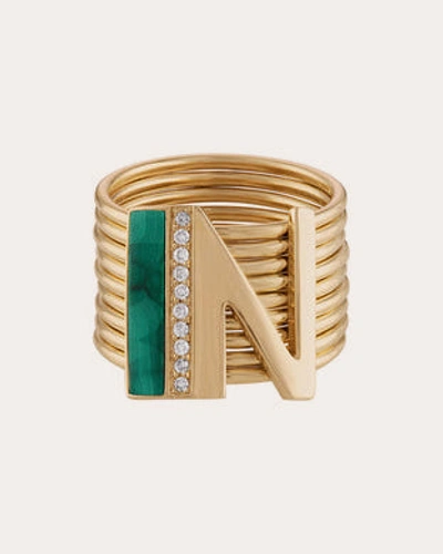 Eden Presley Women's Malachite Initial Harem Ring In Green