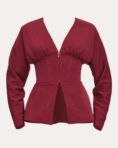 Andrea Iyamah Women's Gia Corset Blazer Top In Red