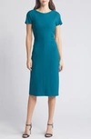 Hugo Boss Slit-front Business Dress With Gathered Details In Light Green