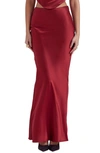House Of Cb Sydel Bias Cut Satin Maxi Skirt In Blood Red