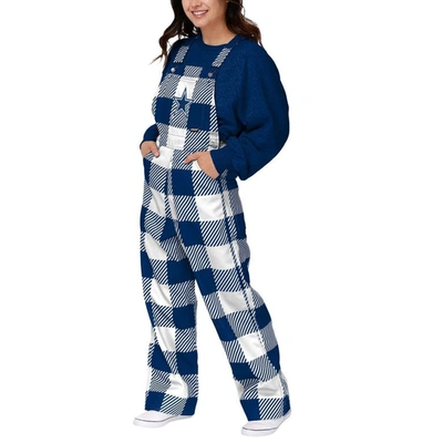 Foco Navy Dallas Cowboys Big Logo Plaid Overalls In Blue