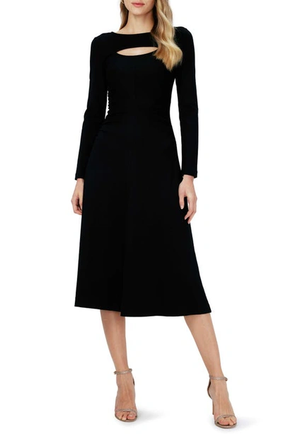 Dvf Andreina Keyhole Cutout Long Sleeve Jumper Dress In Black