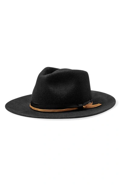 Brixton Dayton Wool Felt Fedora In Black Worn Wash