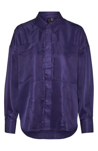 Vero Moda Curve Sikka Utility Button-up Shirt In Astral Aura