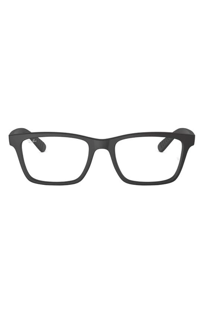 Ray Ban 53mm Rectangular Optical Glasses In Matte Black
