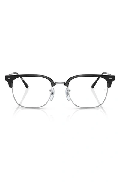 Ray Ban New Clubmaster 51mm Square Optical Glasses In Black Silver