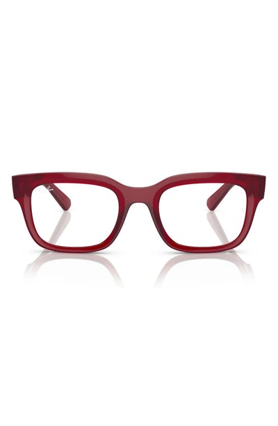 Ray Ban Chad 54mm Rectangular Optical Glasses In Transparent Red