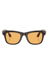Ray Ban 53mm Wayfarer Smart Sunglasses In Brown/yellow Solid