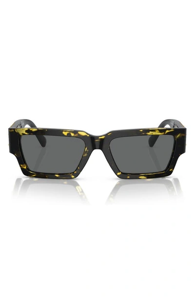 Versace 54mm Irregular Sunglasses In Black/ Caramel