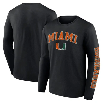 Fanatics Branded Black Miami Hurricanes Distressed Arch Over Logo Long Sleeve T-shirt