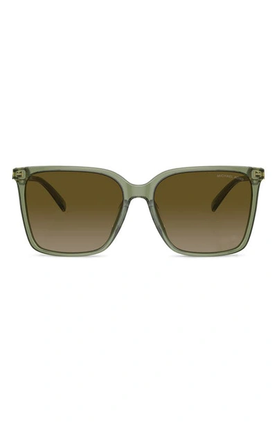 Michael Kors Canberra 56mm Square Sunglasses In Green Havana