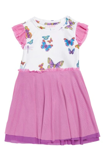 Terez Kids' Hi-shine Princess Dress In Sugar Swizzle Neon Butterflies