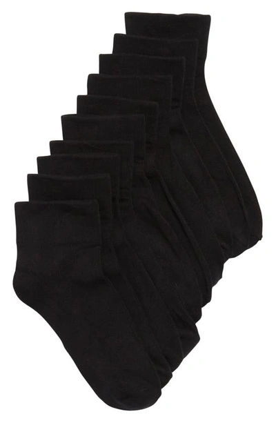 Nordstrom Pillow Sole 5-pack Quarter Socks In Black