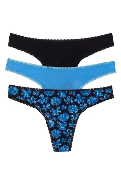 On Gossamer 3-pack Mesh Thongs In Galaxy,blue,black