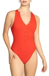 Robin Piccone Amy Rib One-piece Swimsuit In Marmalade