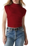 Michael Stars Amara Ruched Cowl Neck Rib T-shirt In Boysenberry