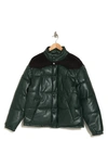 Hudson Faux Leather Puffer Jacket In Green