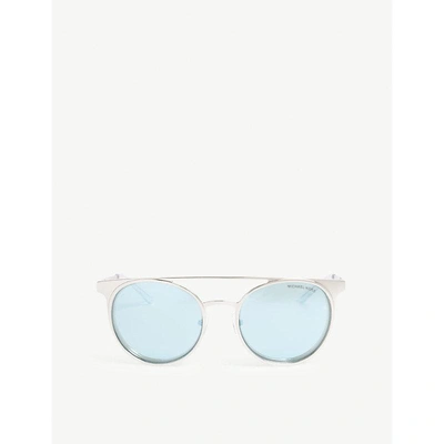 Michael Kors Grayton Round-frame Sunglasses In Shiny Silver