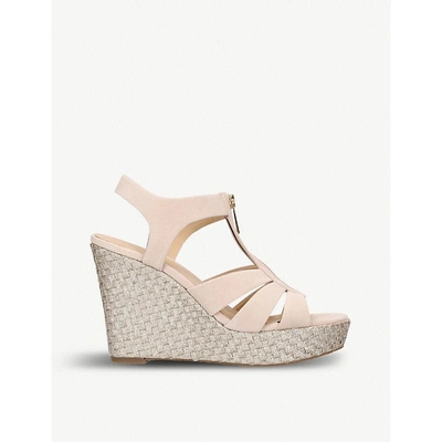 Michael Michael Kors Berkley Suede Wedge Sandals In Beige