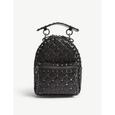 Valentino Garavani Rockstud Spike Leather Backpack In Black