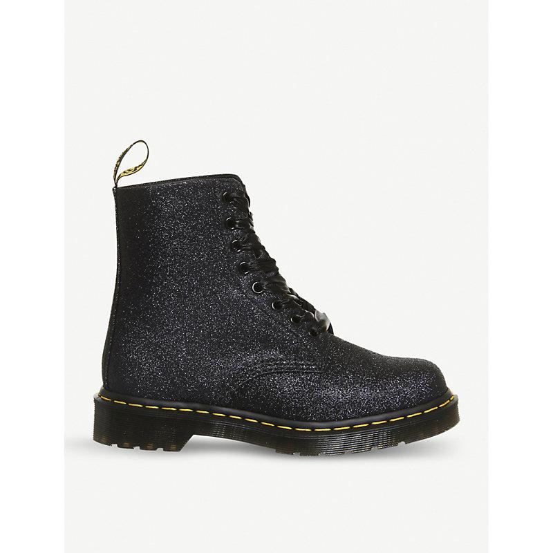 dr martens black pascal 8 eye glitter boots
