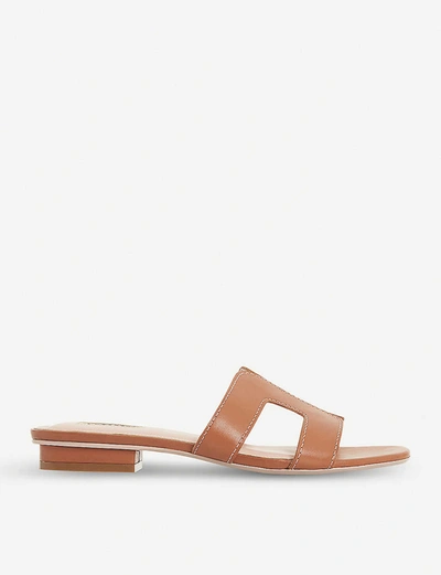 Dune Loupe Leather Sandals In Tan-leather