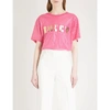 Gucci Guccy Cotton-jersey T-shirt In Pink