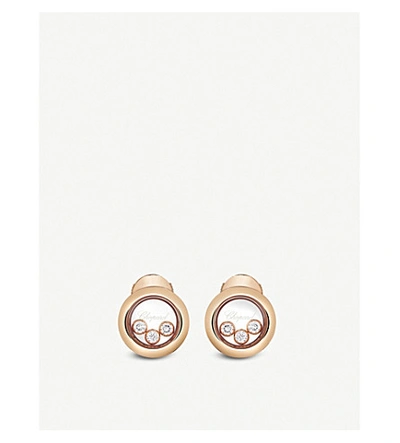 Chopard Happy Diamonds Icons 18ct Rose-gold And Diamond Earrings In Rose Gold