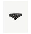 Dkny Classic Floral Lace Thong In Black