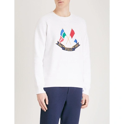 Polo Ralph Lauren Cross Flags Cotton-jersey Sweatshirt In White | ModeSens