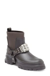 Karl Lagerfeld Rylie Crystal Studded Lug Boot In Anthracite
