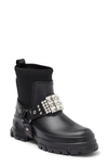 Karl Lagerfeld Rylie Crystal Studded Lug Boot In Black